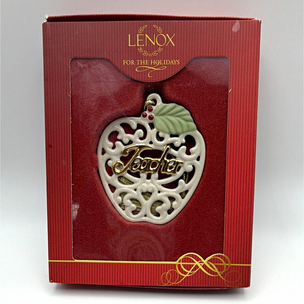 Lenox For the Holidays Teacher Apple Porcelain Christmas Hanging Ornament